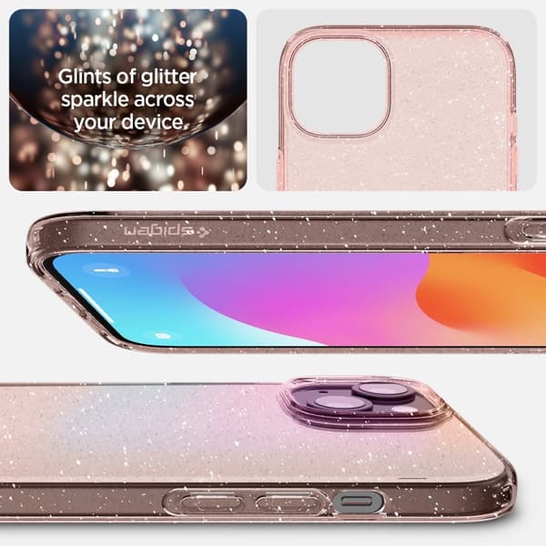 Spigen iPhone 15 Kuori Liquid Crystal Glitter Rose Quartz