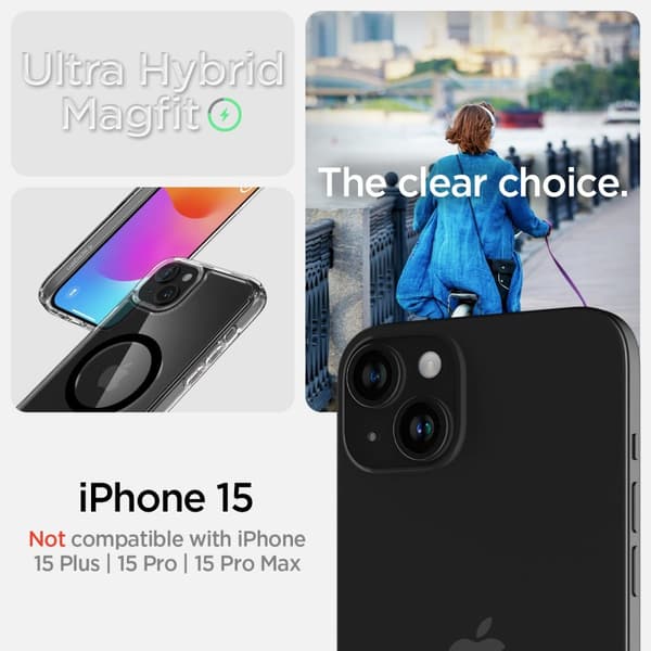 Spigen iPhone 15 Cover Ultra Hybrid MagFit Sort