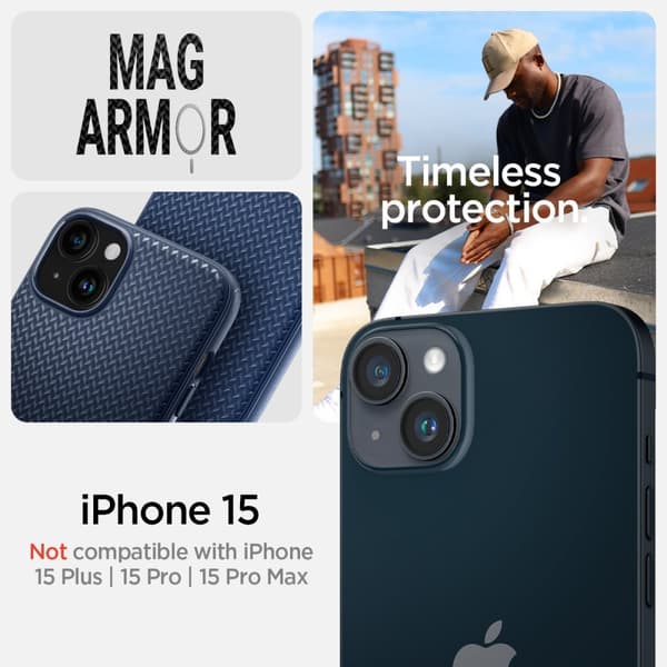 Spigen iPhone 15 Deksel Mag Armor MagFit Navy Blue