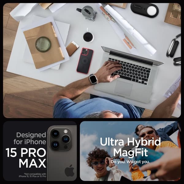 Spigen iPhone 15 Pro Max Cover Ultra Hybrid MagFit Frost Deep Red