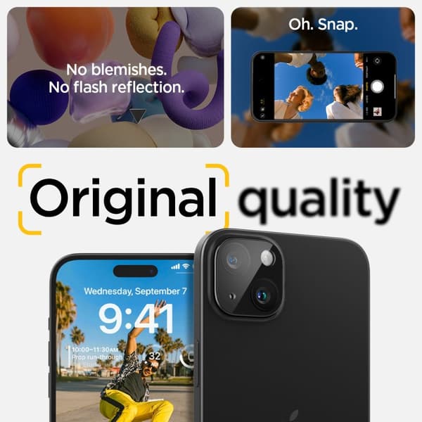 Spigen iPhone 14/15/14 Plus/15 Plus Kamerabeskytter Glas.tR Optik Sort 2-pak