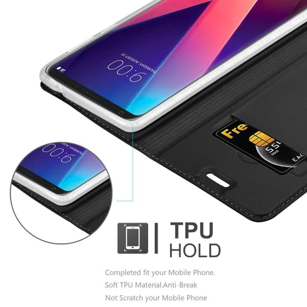 Deksel til LG V30 / V30+ / V30S / V30S+ Lommebokdeksel med magnetisk lukking, stativfunksjon og kortlomme