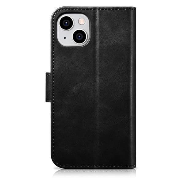 iCarer nahkakotelo RFID-suojauksella iPhone 14 Plus -puhelimelle - musta