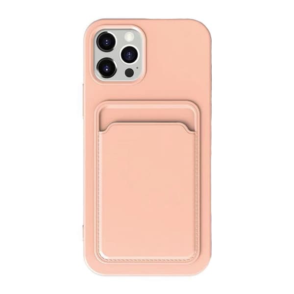iPhone 15 Ultra Mobilskal Silikon med Korthållare - Rosa