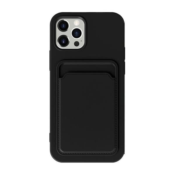 iPhone 15 Ultra Mobilskal Silikon med Korthållare - Svart