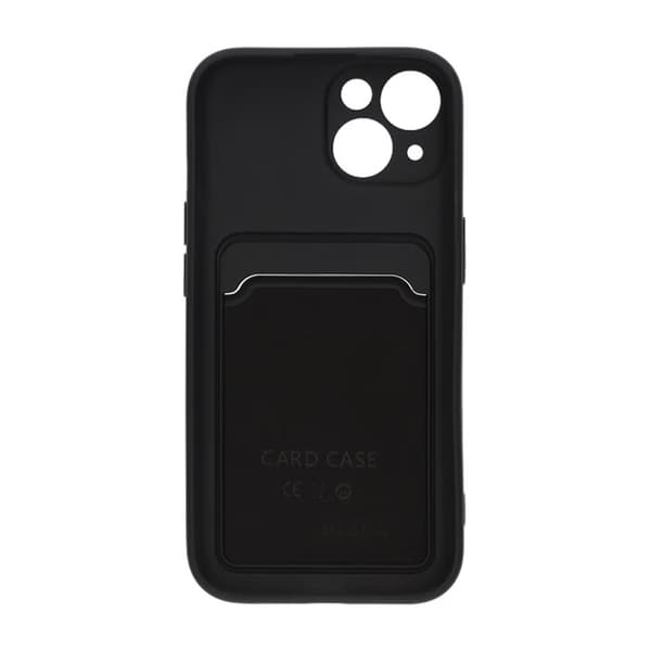 iPhone 15 Mobilskal Silikon med Korthållare - Svart