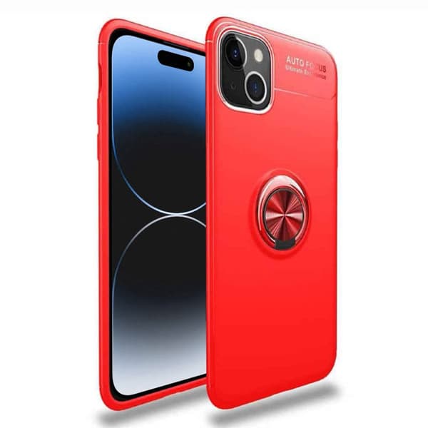 Slim Ring kuori Apple iPhone 15 Plus - Punainen