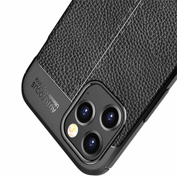 Lærmønstret TPU deksel Apple iPhone 15 Pro - Svart