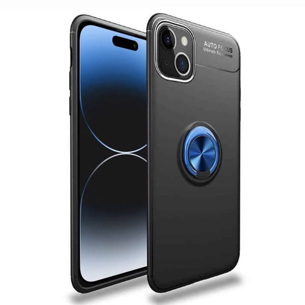 Slim Ring deksel Apple iPhone 15 Pro - Svart/blå