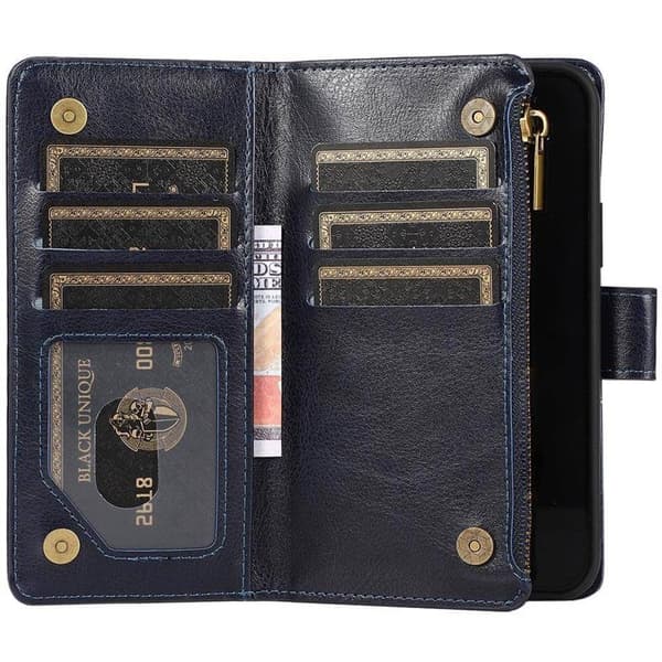 Kaksoiskäänto Zipper 9-kortti Apple iPhone 15 Pro - Sininen