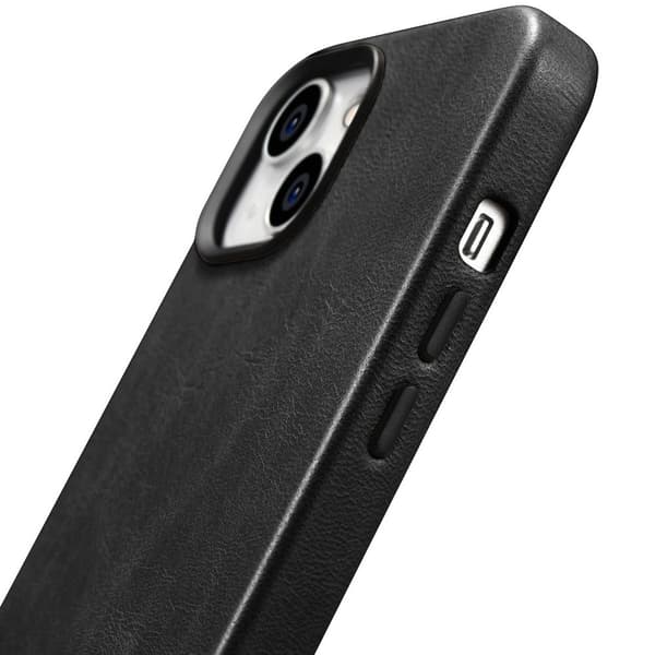 iCarer-nahkakotelo MagSafella iPhone 14 Plus -puhelimelle - musta