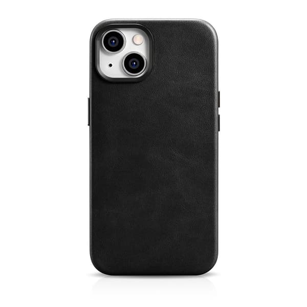 iCarer-nahkakotelo MagSafella iPhone 14 Plus -puhelimelle - musta