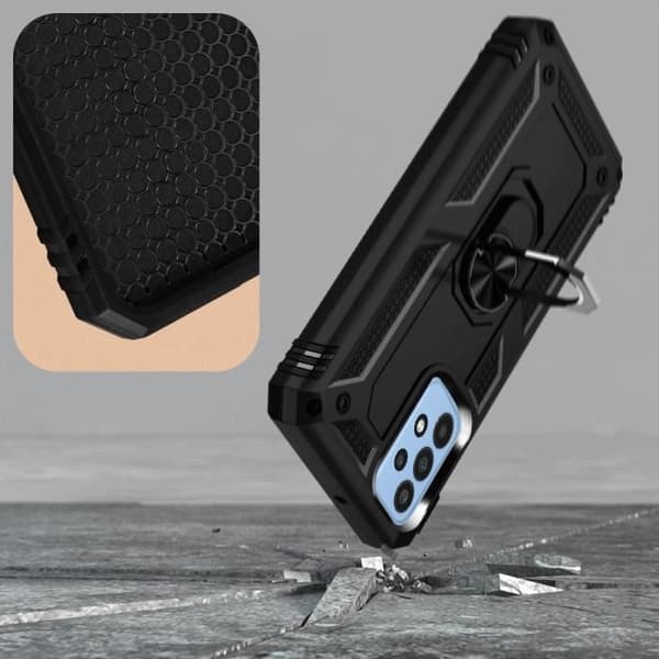 Ringfodral kompatibel med Samsung A23 5G och M23 Black Ring Case