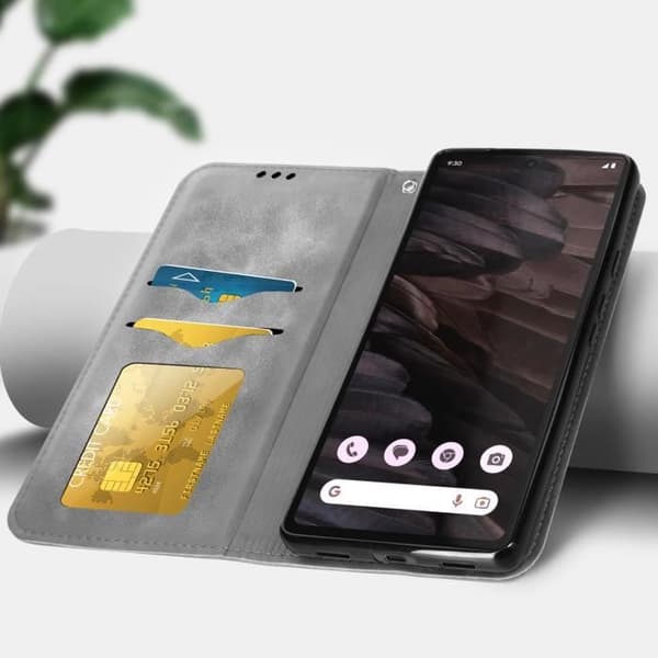 Google Pixel 7a grått plånboksfodral