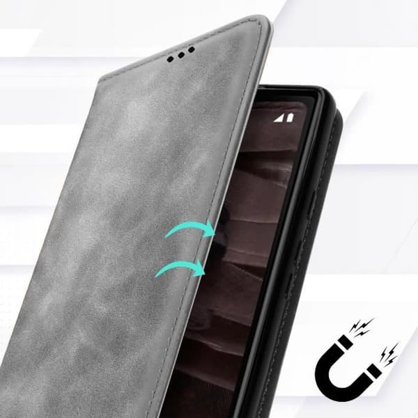 Google Pixel 7a grått plånboksfodral