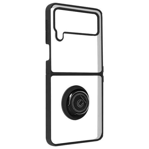 Fodral till Galaxy Z Flip 4 Bi-material Metal Ring Video Support Svart