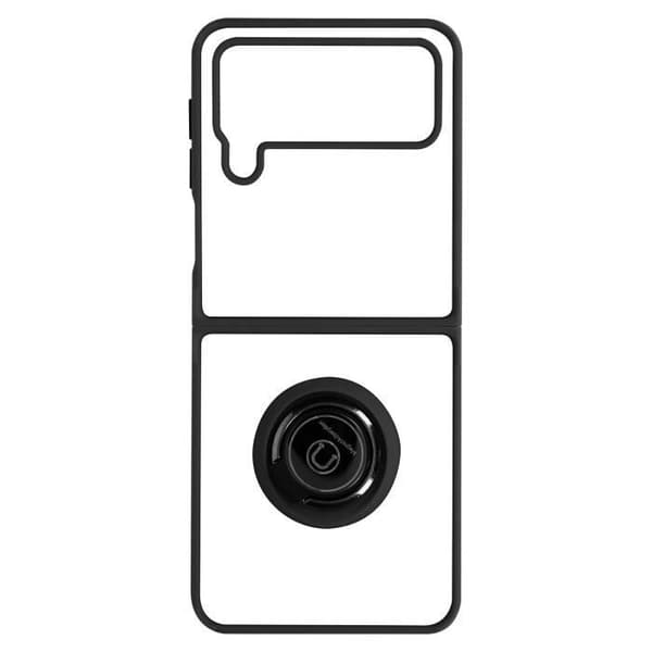 Fodral till Galaxy Z Flip 4 Bi-material Metal Ring Video Support Svart