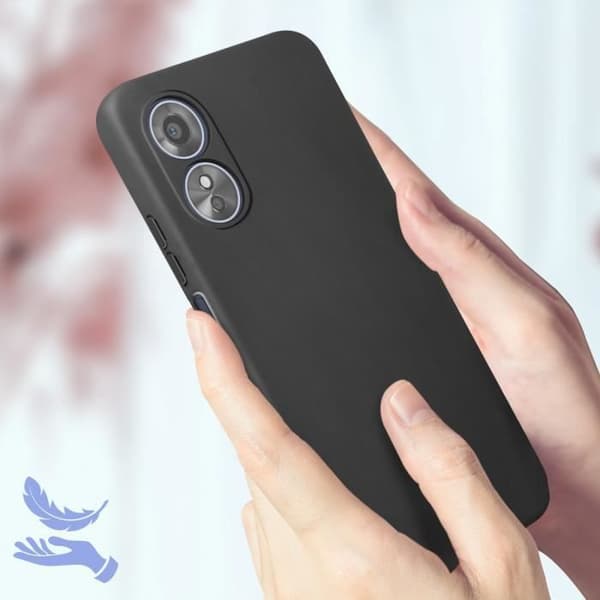 AVIZAR skyddsfodral för Oppo A17 - Halvstyv Soft-touch Fine Black