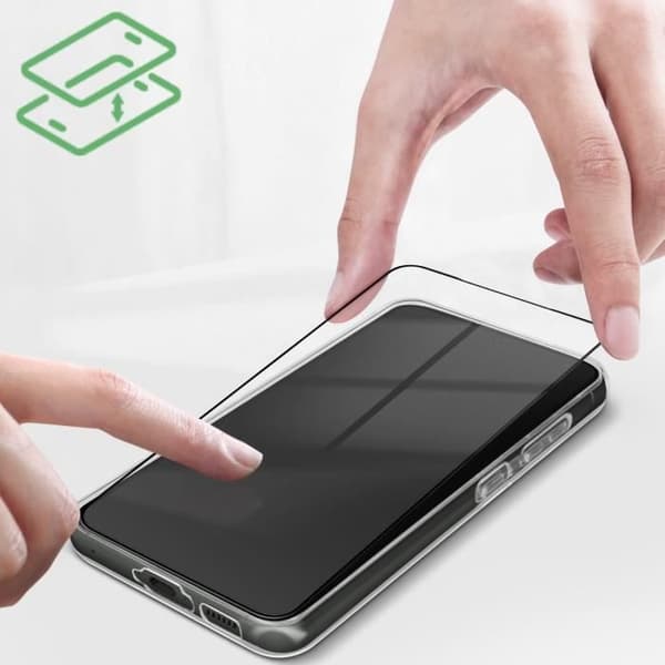 Fodral till Samsung S23 Plus Soft Transparent 9H härdat glas Svart Bigben