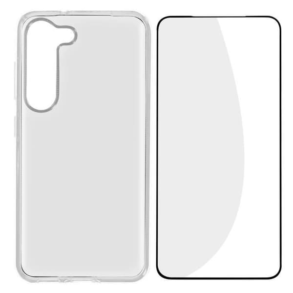 Fodral till Samsung S23 Plus Soft Transparent 9H härdat glas Svart Bigben