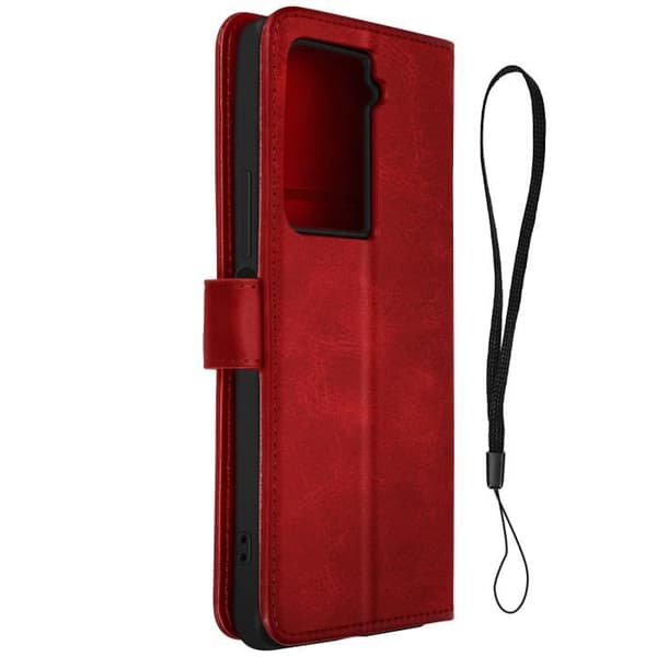 Fodral - AVIZAR - HTC U23 Pro - Röd - Imiterat läder - Stativfunktion