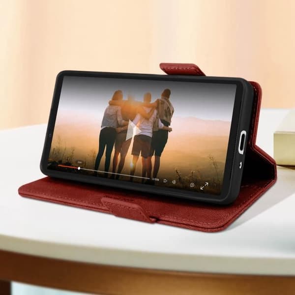 Sony Xperia 10 V-fodral, Burgundy Stand Clamshell-fodral