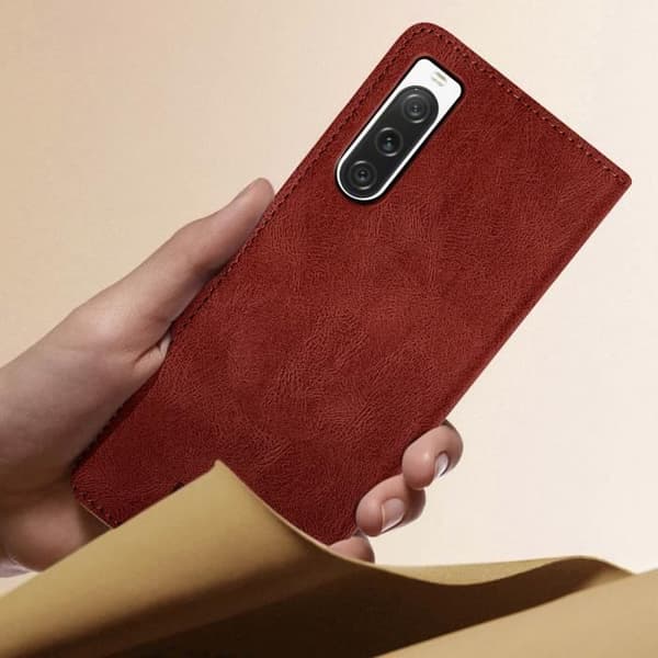 Sony Xperia 10 V-fodral, Burgundy Stand Clamshell-fodral