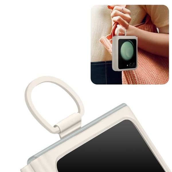 Samsung Galaxy Z Flip 5 beige ringfodral