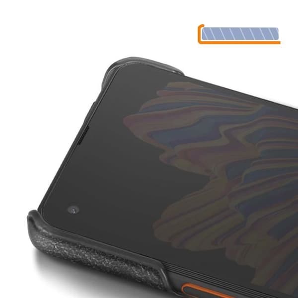 Fodral till Samsung Galaxy Xcover Pro Polykarbonat Läderlook svart