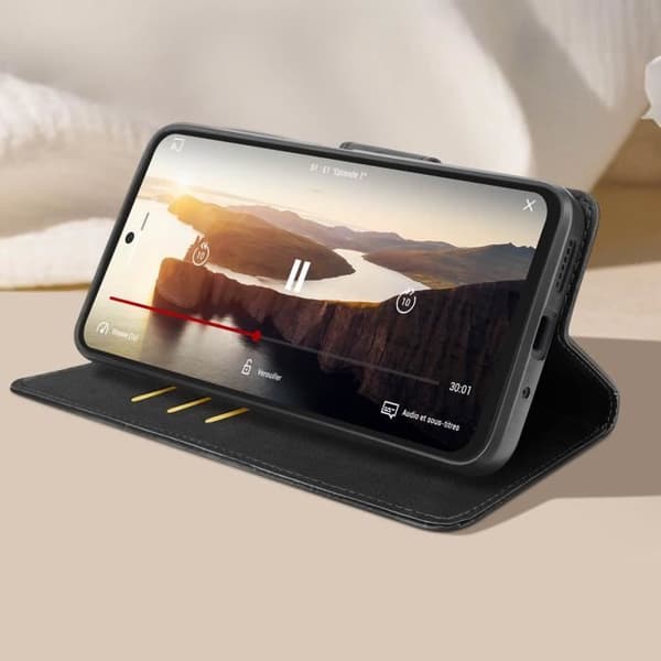 Fodral - Xiaomi - Redmi 12 - Svart - Syntetiskt läder - Handrem included
