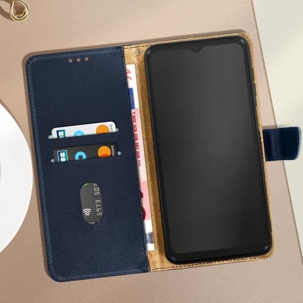 Läderfodral som är kompatibelt med Samsung Galaxy Xcover 6 Pro Midnight Blue Flip-fodral