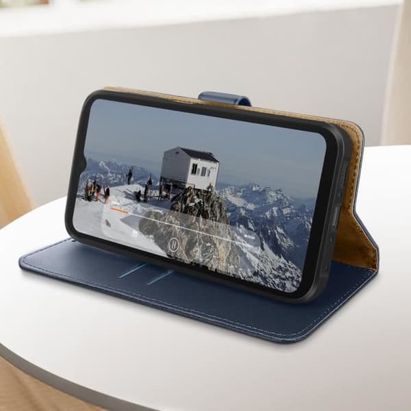 Läderfodral som är kompatibelt med Samsung Galaxy Xcover 6 Pro Midnight Blue Flip-fodral