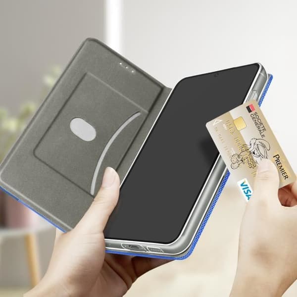 Fodral Kompatibel med Samsung S23 Plus Fabric Folio Blue Fodral