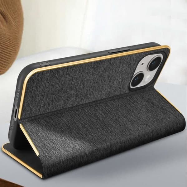 iPhone 14 Fodral Korthållare Svart - Guld Fodral