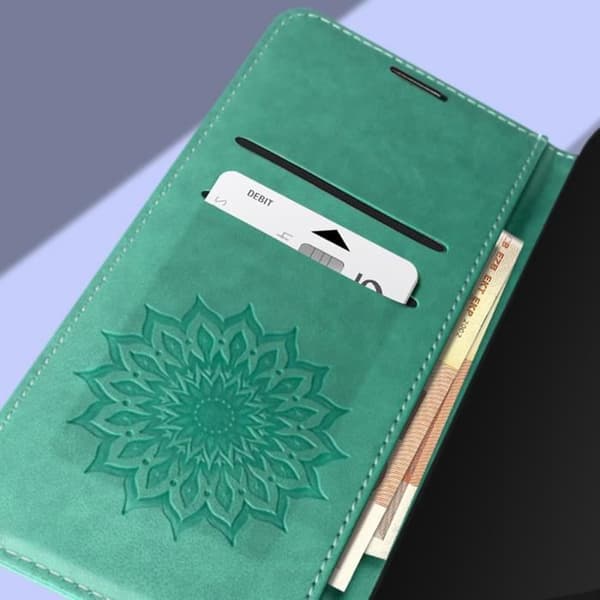 Fodral som är kompatibelt med Samsung S23 Plus Mandala Flower Green Fodral