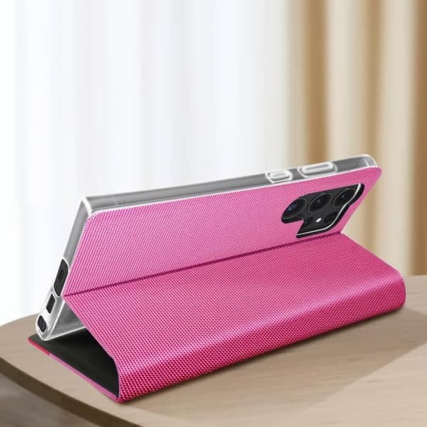 Fodral Kompatibel med Samsung S23 Ultra Fabric Folio Pink Fodral