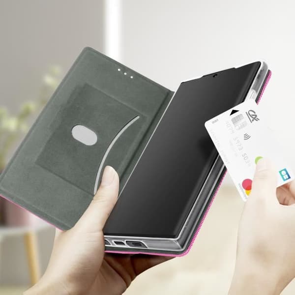 Fodral Kompatibel med Samsung S23 Ultra Fabric Folio Pink Fodral