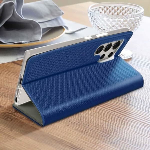 Foliofodral kompatibelt med Samsung S23 Ultra Blue Clamshell-fodral