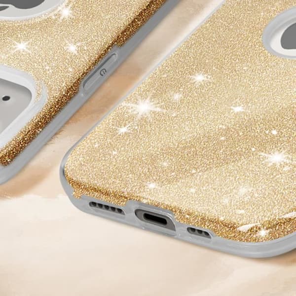 Skal till iPhone 14 Paljett Glitter Silikon Halvstyvt guld