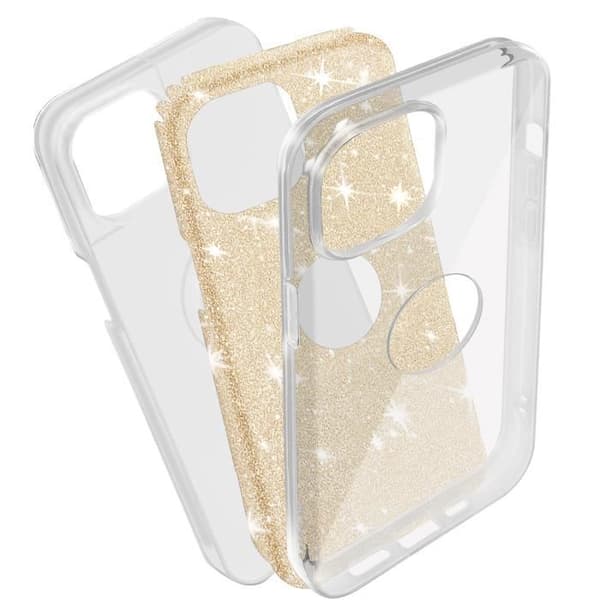 Skal till iPhone 14 Paljett Glitter Silikon Halvstyvt guld