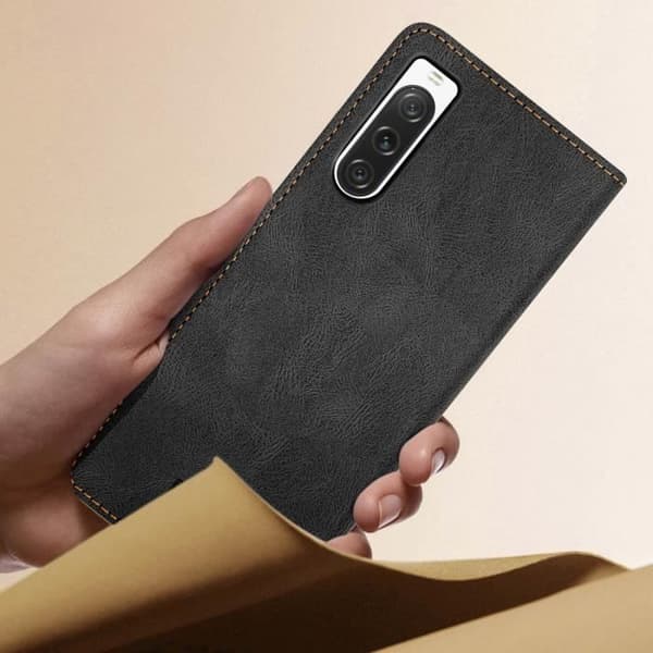Sony Xperia 10 V Folio Stand Case Black Clamshell Case