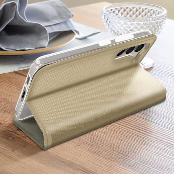 Folioskal kompatibelt med Samsung S23 Plus Gold Flip-fodral