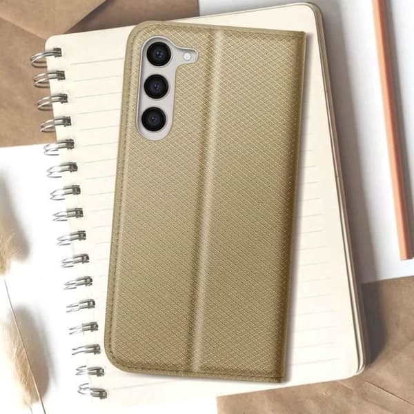 Folioskal kompatibelt med Samsung S23 Plus Gold Flip-fodral