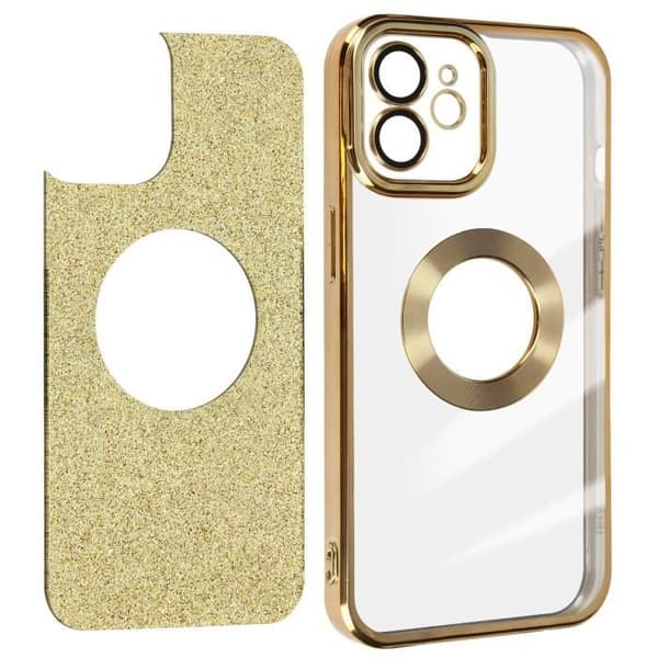 Coque iPhone 12 Paillette Or AVIZAR - Protecam Spark - Fin och lätt - Kameran helt skyddad