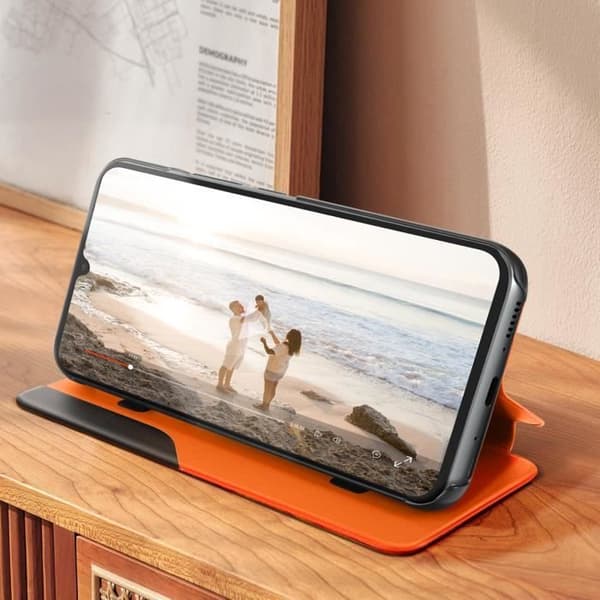 Clear View Fodral Kompatibel med Samsung Galaxy A34 5G Orange Fodral