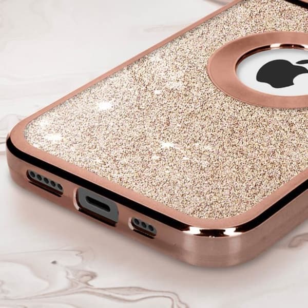 iPhone 12 Pro Max rosa glitterfodral skal