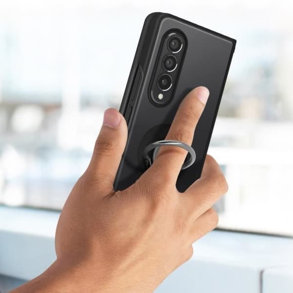 Fodral - AVIZAR - Samsung Galaxy Z Fold 3 - Metallring - Videostöd - Svart