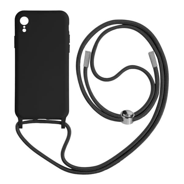 Apple iPhone XR Halvstyvt sladdfodral med rem runt halsen 80cm svart