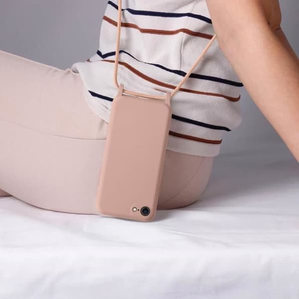 iPhone 7, 8, SE 2020 och 2022 Cord Case Halvstyv halsrem Rosa