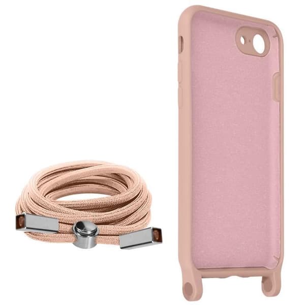 iPhone 7, 8, SE 2020 och 2022 Cord Case Halvstyv halsrem Rosa